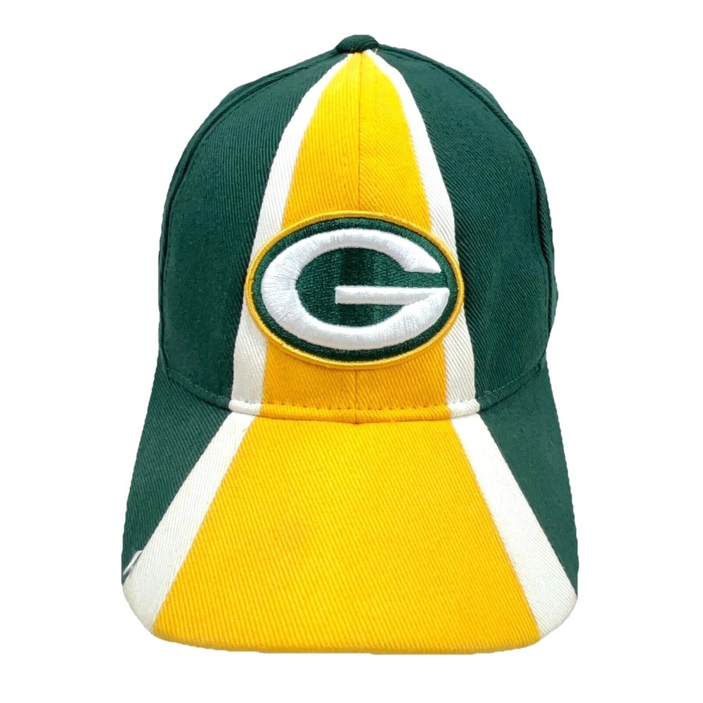 Vintage Green Bay Packers Hat Cap Strap Back Y2K Faded Twill Plain Logo 2000s